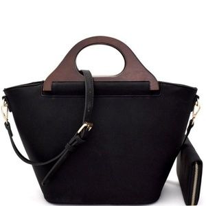 🔆 NEW - Black Vegan Leather Droplet Handbag